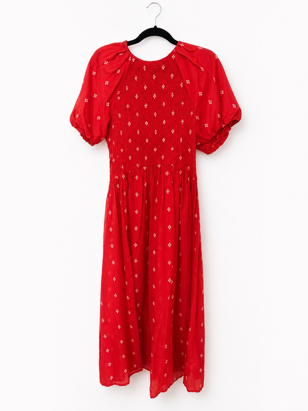 J. Crew Red Floral Puff-Sleeve Dress